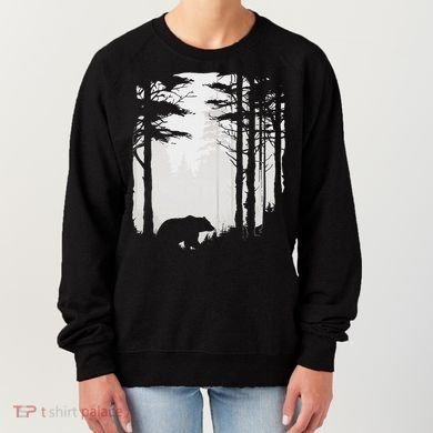 Graphic Bear Forest Wildlife Silhouette Mist Wilderness Women's Sweatshirt