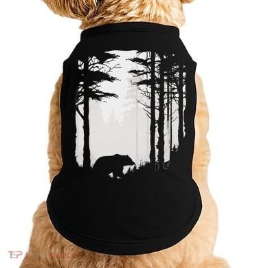 Graphic Bear Forest Wildlife Silhouette Mist Wilderness Doggie Tank