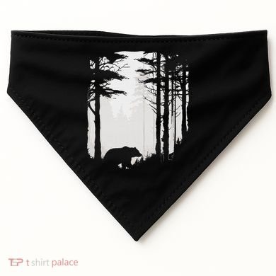 Graphic Bear Forest Wildlife Silhouette Mist Wilderness USA-Made Doggie Bandana