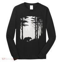 Graphic Bear Forest Wildlife Silhouette Mist Wilderness Long Sleeve Shirt thumb 0
