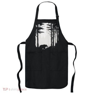 Graphic Bear Forest Wildlife Silhouette Mist Wilderness Apron