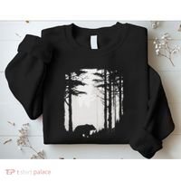 Graphic Bear Forest Wildlife Silhouette Mist Wilderness Sweatshirt thumb 2