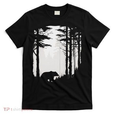 Graphic Bear Forest Wildlife Silhouette Mist Wilderness T-Shirt