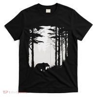Graphic Bear Forest Wildlife Silhouette Mist Wilderness T-Shirt thumb 0