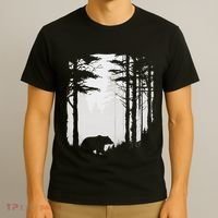 Graphic Bear Forest Wildlife Silhouette Mist Wilderness T-Shirt thumb 3