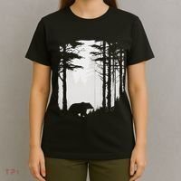 Graphic Bear Forest Wildlife Silhouette Mist Wilderness T-Shirt thumb 4