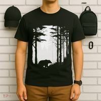 Graphic Bear Forest Wildlife Silhouette Mist Wilderness T-Shirt thumb 6