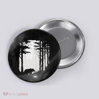 Graphic Bear Forest Wildlife Silhouette Mist Wilderness Button thumb 0