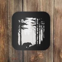 Graphic Bear Forest Wildlife Silhouette Mist Wilderness Coaster thumb 0