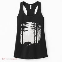 Graphic Bear Forest Wildlife Silhouette Mist Wilderness Women's Tank Top thumb 0