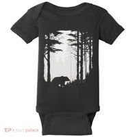 Graphic Bear Forest Wildlife Silhouette Mist Wilderness Baby Bodysuit thumb 0