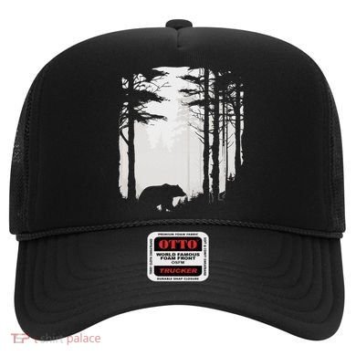 Graphic Bear Forest Wildlife Silhouette Mist Wilderness Hat