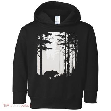 Graphic Bear Forest Wildlife Silhouette Mist Wilderness Toddler Hoodie