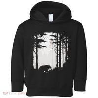 Graphic Bear Forest Wildlife Silhouette Mist Wilderness Toddler Hoodie thumb 0