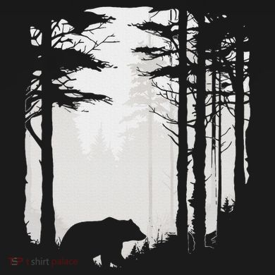 Graphic Bear Forest Wildlife Silhouette Mist Wilderness Tall Hoodie