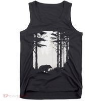 Graphic Bear Forest Wildlife Silhouette Mist Wilderness Tank Top thumb 0