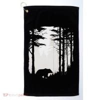 Graphic Bear Forest Wildlife Silhouette Mist Wilderness Golf Towel thumb 0