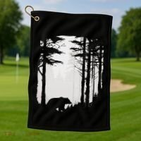 Graphic Bear Forest Wildlife Silhouette Mist Wilderness Golf Towel thumb 1