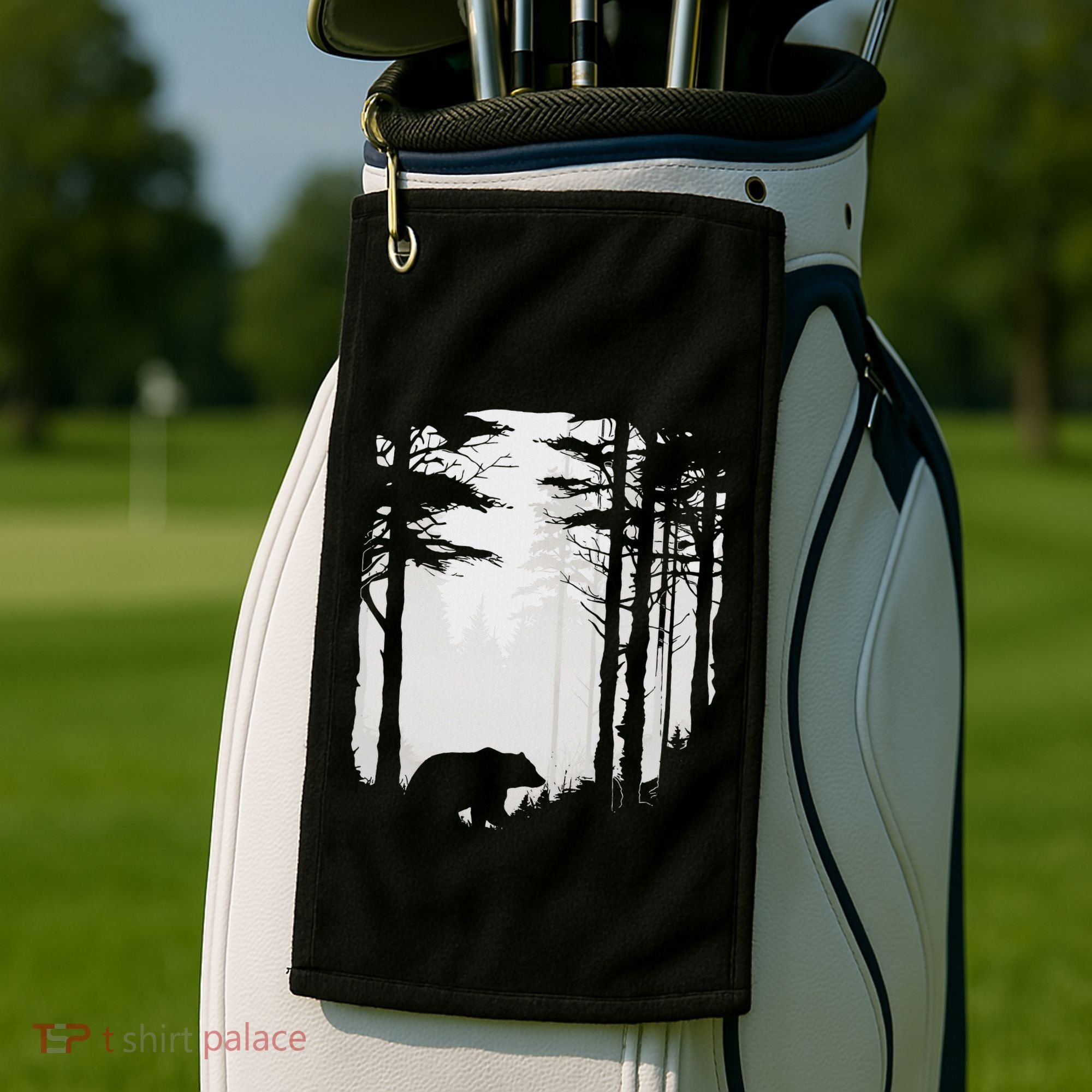 Graphic Bear Forest Wildlife Silhouette Mist Wilderness Golf Towel