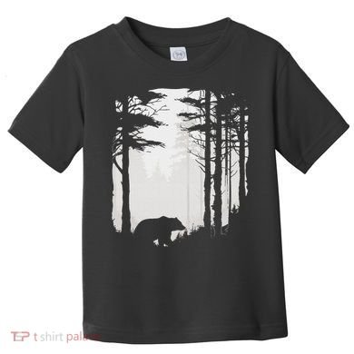 Graphic Bear Forest Wildlife Silhouette Mist Wilderness Toddler T-Shirt