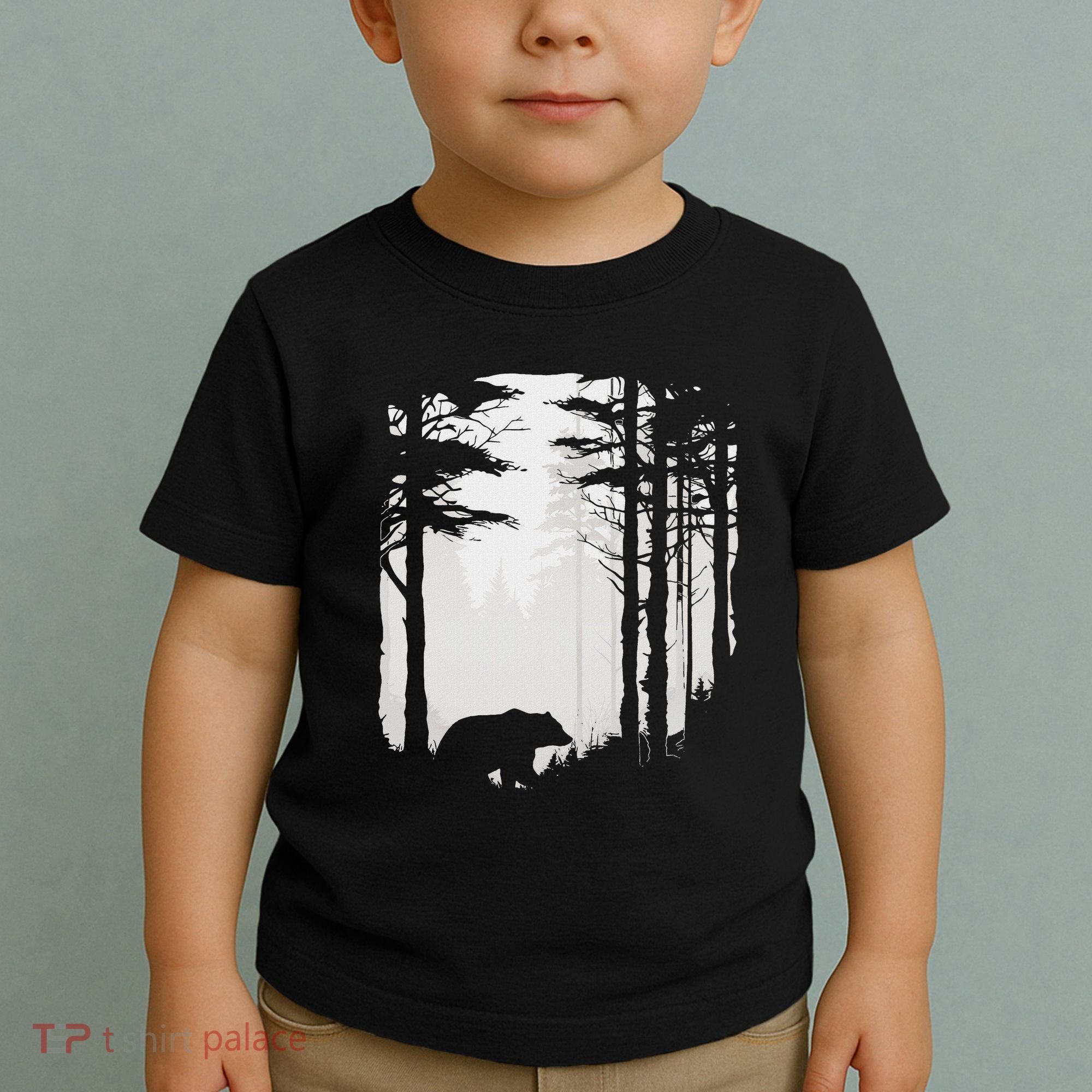 Graphic Bear Forest Wildlife Silhouette Mist Wilderness Toddler T-Shirt