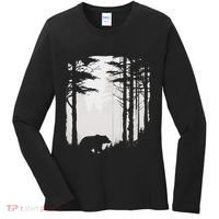 Graphic Bear Forest Wildlife Silhouette Mist Wilderness Women's Long Sleeve Shirt thumb 0