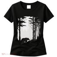 Graphic Bear Forest Wildlife Silhouette Mist Wilderness Women's T-Shirt thumb 0