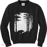 Graphic Bear Forest Wildlife Silhouette Mist Wilderness Kids Sweatshirt thumb 0