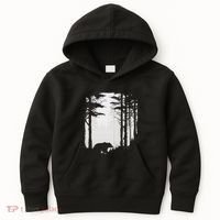 Graphic Bear Forest Wildlife Silhouette Mist Wilderness Kids Hoodie thumb 0
