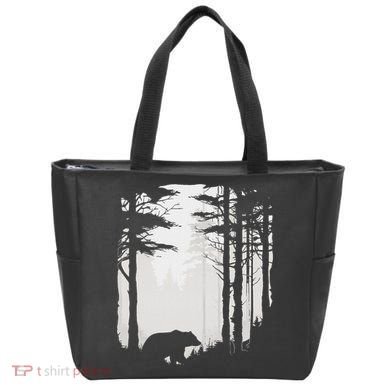 Graphic Bear Forest Wildlife Silhouette Mist Wilderness Tote Bag