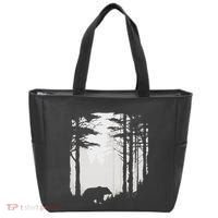 Graphic Bear Forest Wildlife Silhouette Mist Wilderness Tote Bag thumb 0