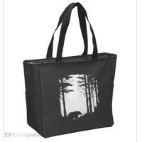 Graphic Bear Forest Wildlife Silhouette Mist Wilderness Tote Bag thumb 2