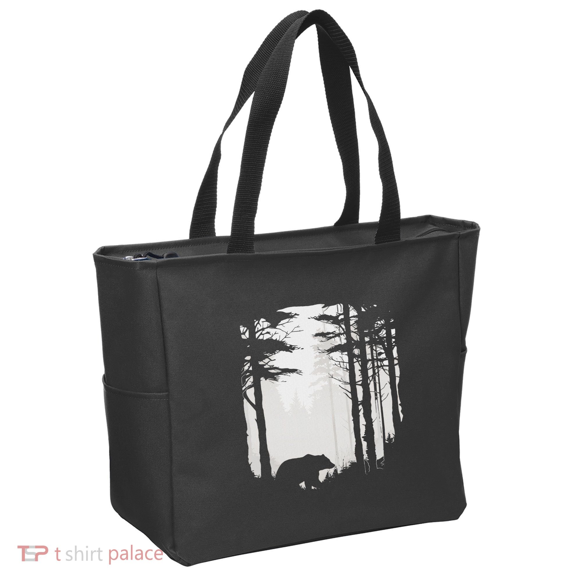 Graphic Bear Forest Wildlife Silhouette Mist Wilderness Tote Bag