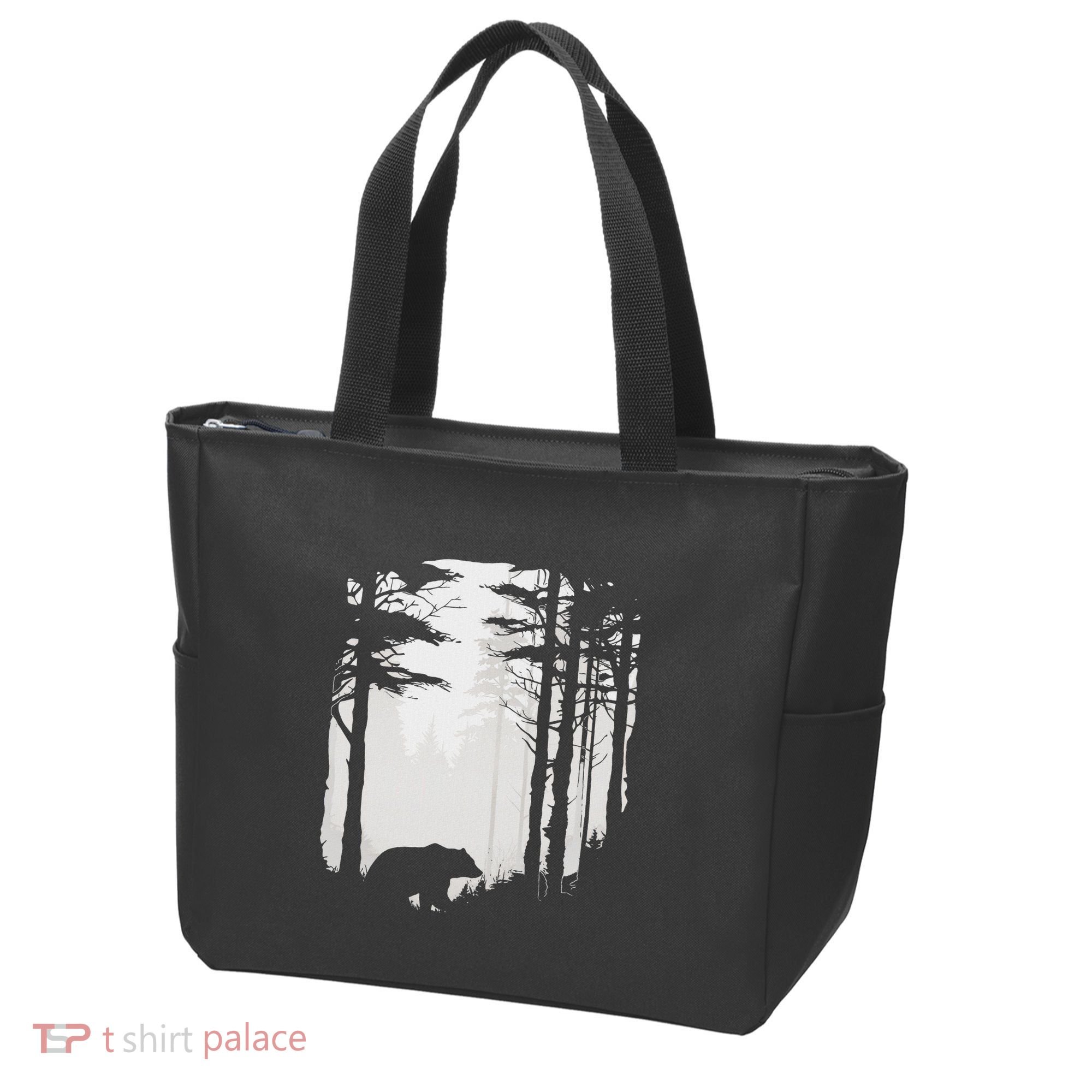 Graphic Bear Forest Wildlife Silhouette Mist Wilderness Tote Bag