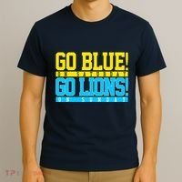 Go Blues Go Lions On Sunday Football Fan T-Shirt thumb 3