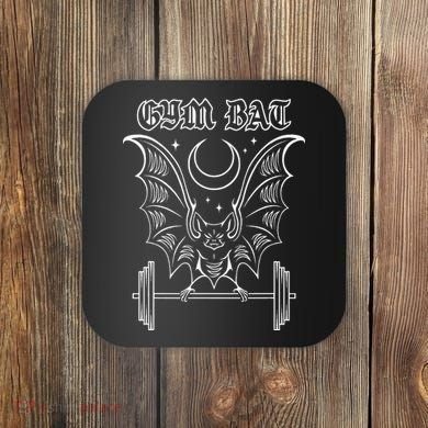 Gym Bat Gothlete Workout Vampire Bat And Moon Healthy Goth Coaster