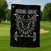 Gym Bat Gothlete Workout Vampire Bat And Moon Healthy Goth Golf Towel thumb 1