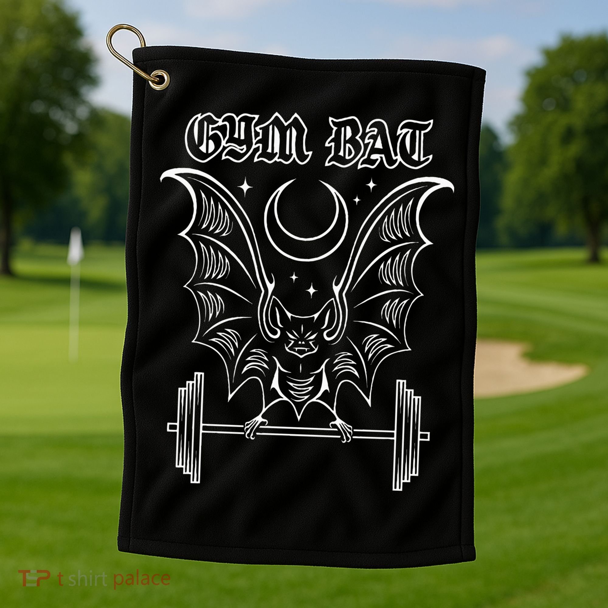 Gym Bat Gothlete Workout Vampire Bat And Moon Healthy Goth Golf Towel