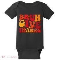 Groovy Bruh Give Thanks Cute Thanksgiving Thankful Baby Bodysuit thumb 0
