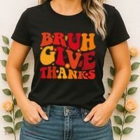 Groovy Bruh Give Thanks Cute Thanksgiving Thankful Women's T-Shirt thumb 2