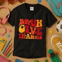 Groovy Bruh Give Thanks Cute Thanksgiving Thankful Kids T-Shirt thumb 3