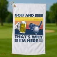 Golf Beer Joke Dad Funny Drinking Day Gift For Father's Day Golf Towel thumb 1
