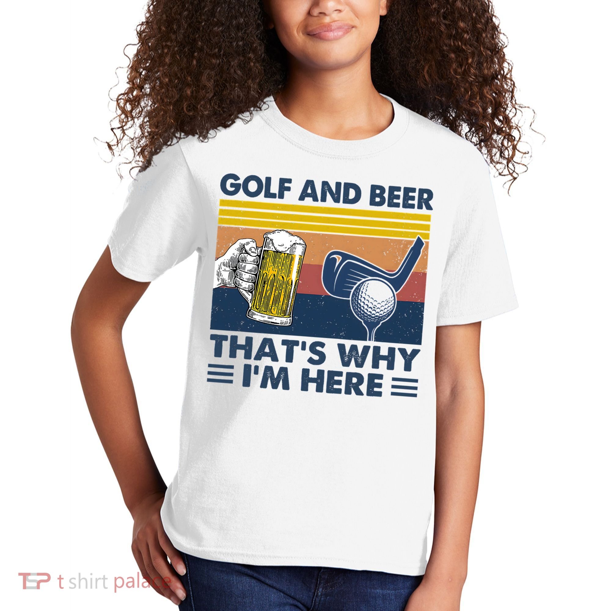 Golf Beer Joke Dad Funny Drinking Day Gift For Father's Day Kids T-Shirt