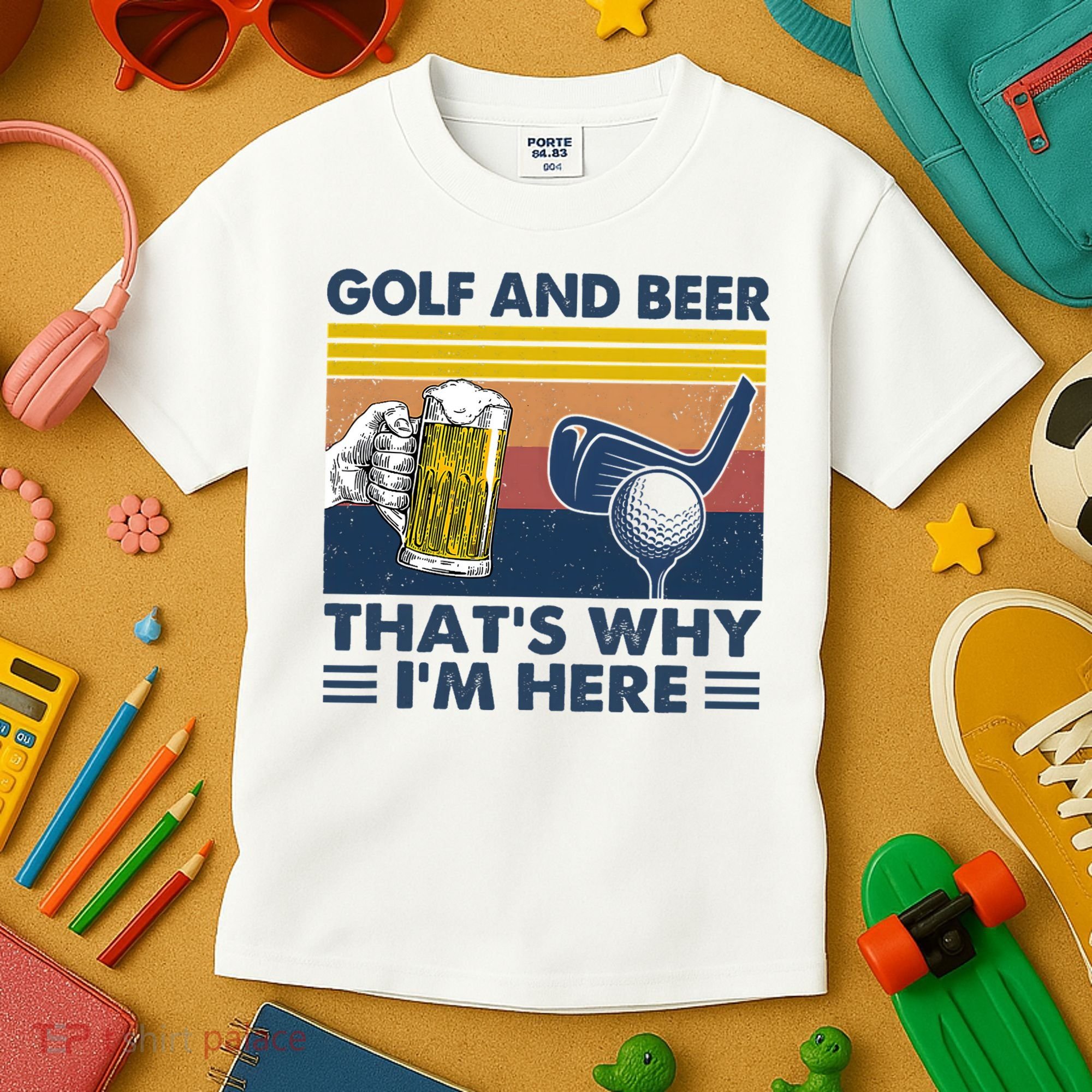 Golf Beer Joke Dad Funny Drinking Day Gift For Father's Day Kids T-Shirt