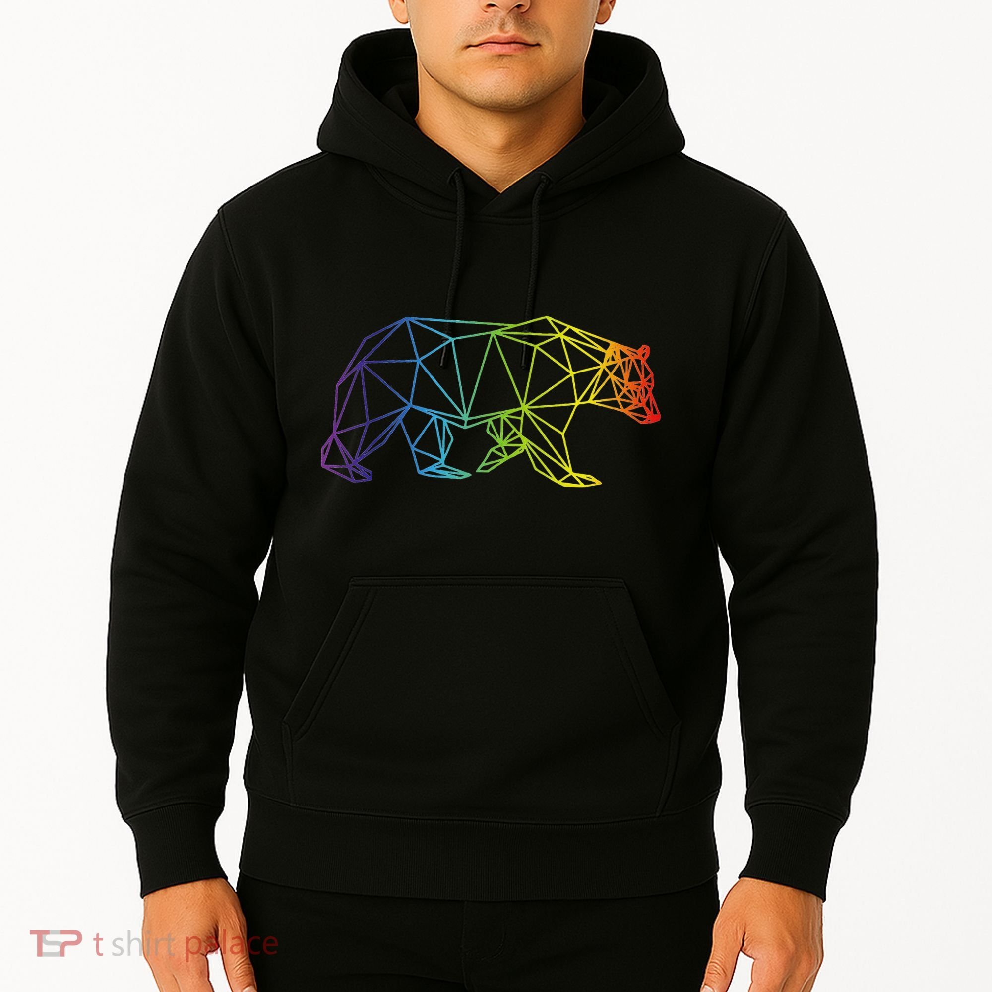 Geometric Bear Lgb Rainbow Flag Hoodie