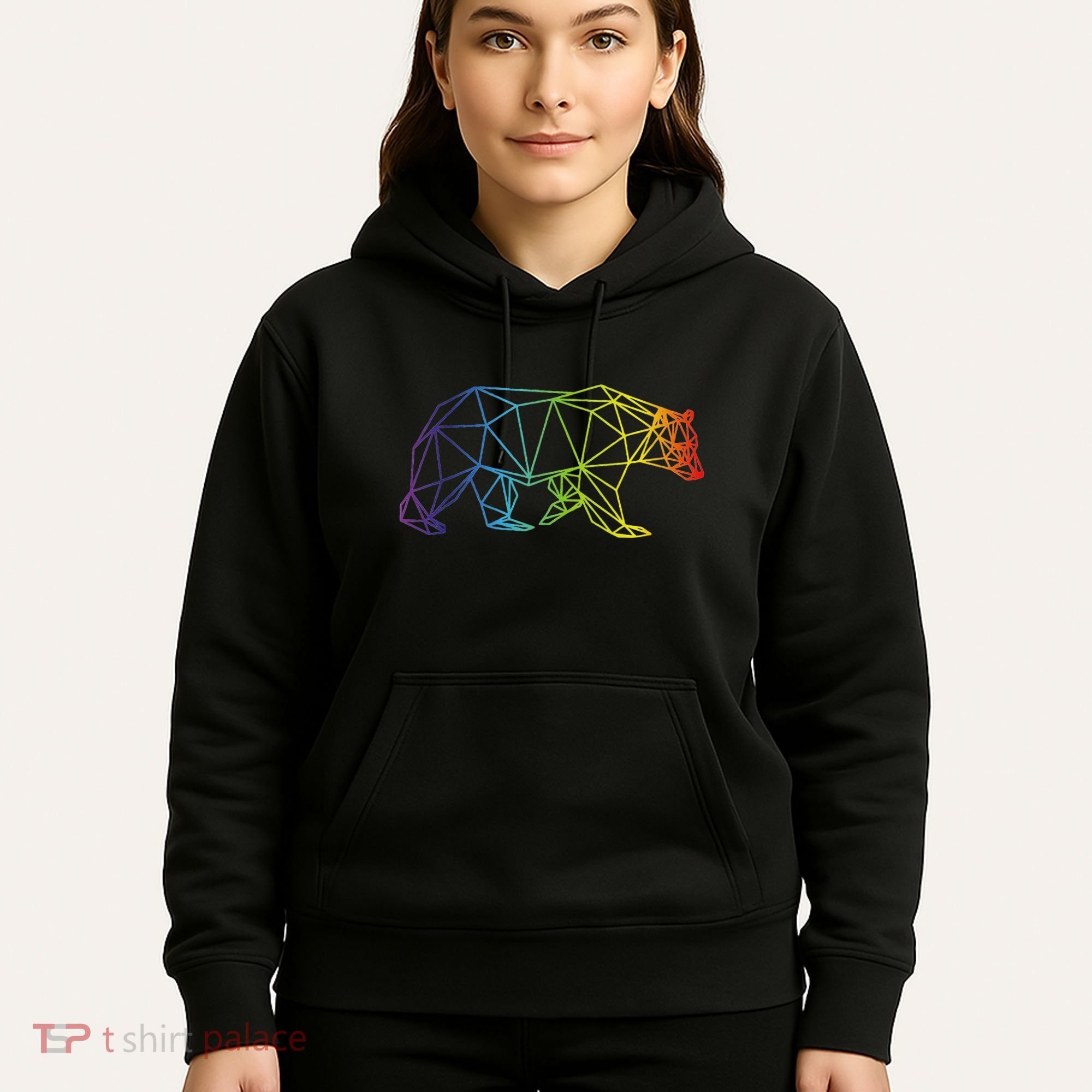 Geometric Bear Lgb Rainbow Flag Hoodie