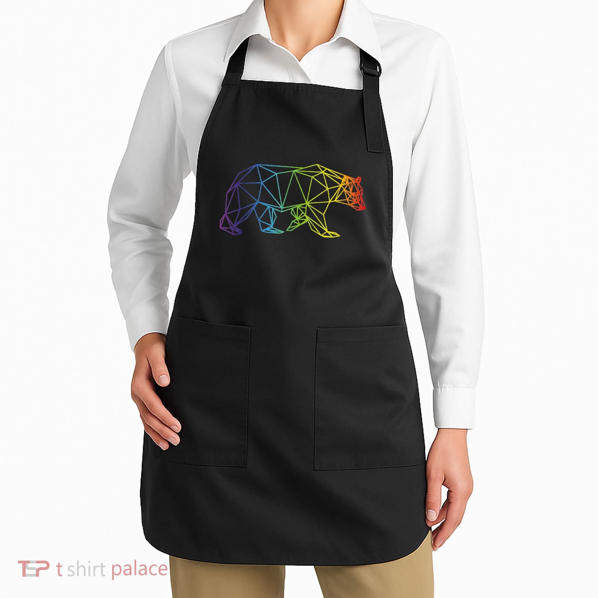Geometric Bear Lgb Rainbow Flag Apron