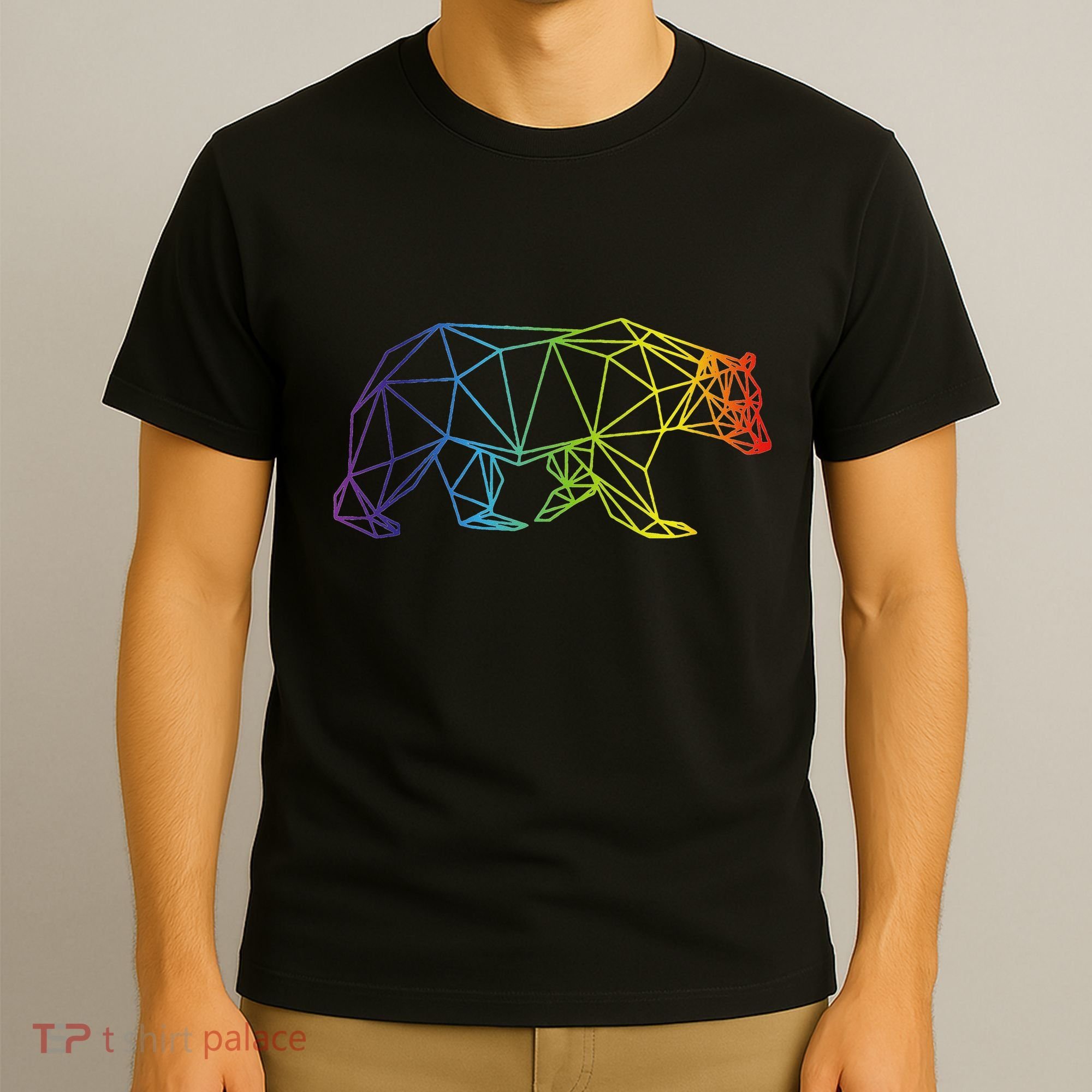 Geometric Bear Lgb Rainbow Flag T-Shirt