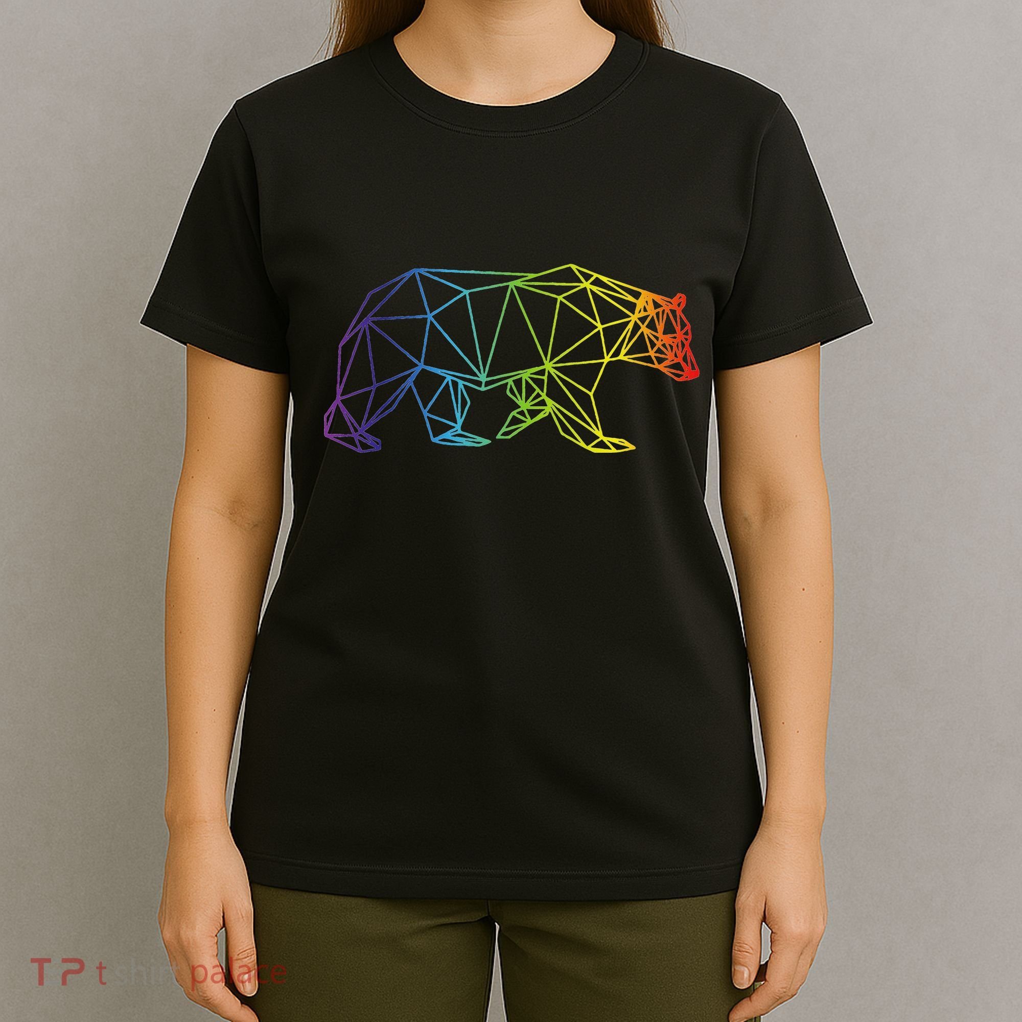 Geometric Bear Lgb Rainbow Flag T-Shirt