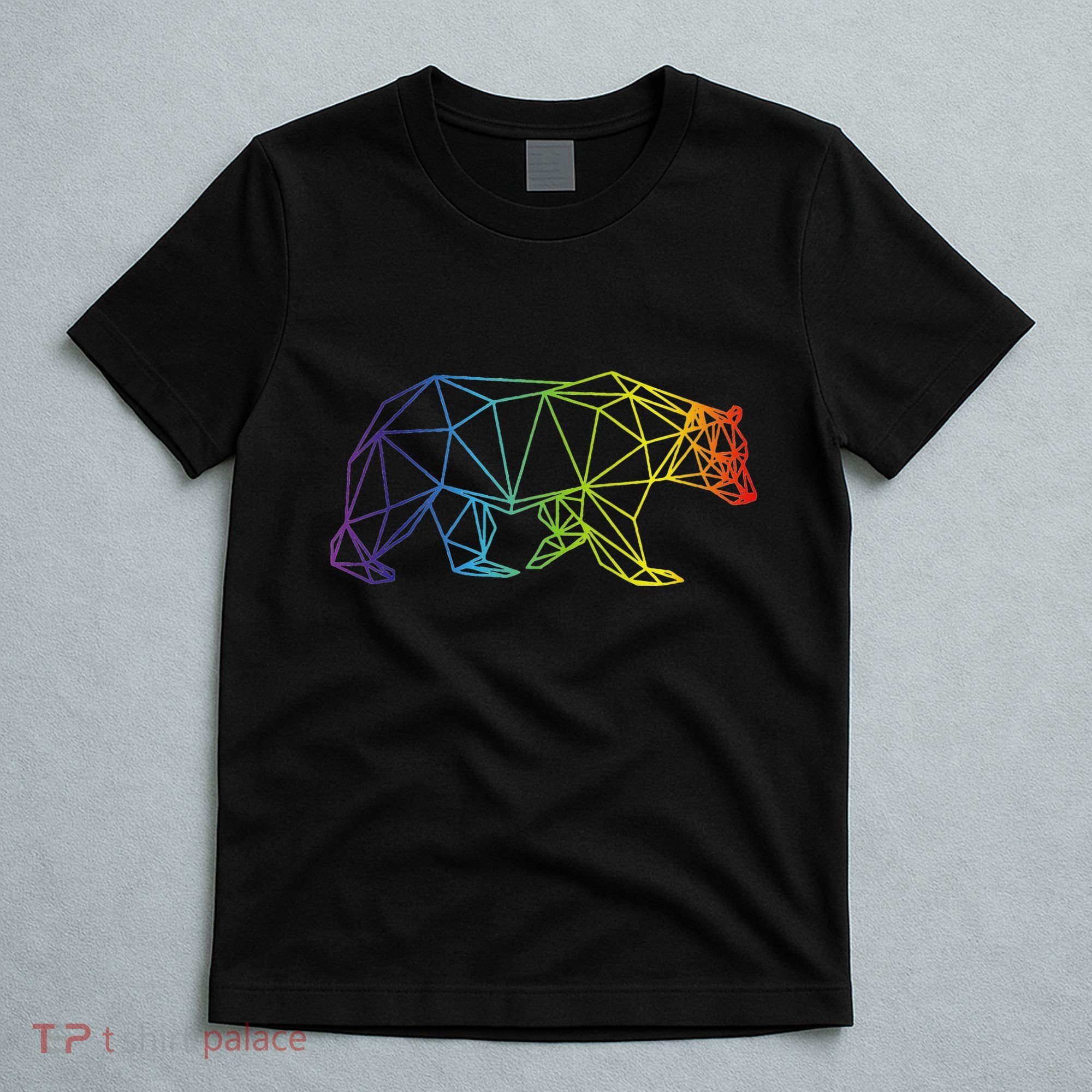 Geometric Bear Lgb Rainbow Flag T-Shirt